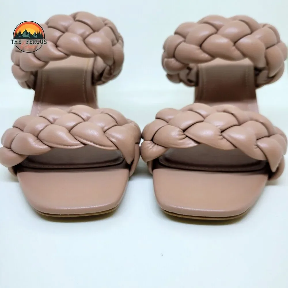 NWT Madden NYC Chic Braided Block Heel Blush Pink Sandals Bohemian Womens Size 8 - Picture 6 of 13